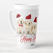 Happy Howlidays Pet Dog Holiday Foto | Kerstmis Latte Mok (Linkerhoek)