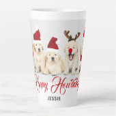 Happy Howlidays Pet Dog Holiday Foto | Kerstmis Latte Mok (Voorkant)