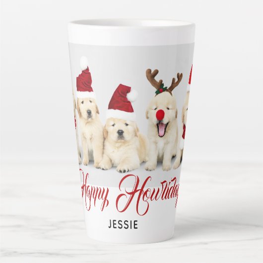 Happy Howlidays Pet Dog Holiday Foto | Kerstmis Latte Mok (Voorkant)
