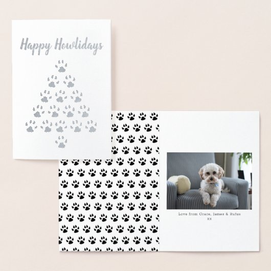 Happy Howlidays Pet Dog Kerstfeestdag Foto Folie Kaarten (Display)