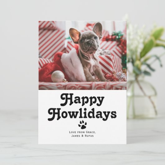 Happy Howlidays Pet Dog Kerstmis Feestdagenkaart (Staand voorkant)