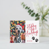 Happy Howlidays Pet Foto Kerstmis Rood Briefkaart (Staand voorkant)