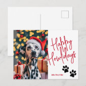 Happy Howlidays Pet Foto Kerstmis Rood Briefkaart (Voorkant / Achterkant)