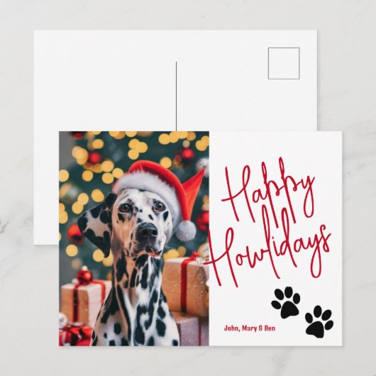 Happy Howlidays Pet Foto Kerstmis Rood Briefkaart (Voorkant / Achterkant)