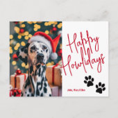 Happy Howlidays Pet Foto Kerstmis Rood Briefkaart (Voorkant)