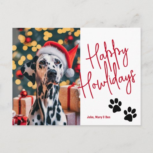 Happy Howlidays Pet Foto Kerstmis Rood Briefkaart (Voorkant)