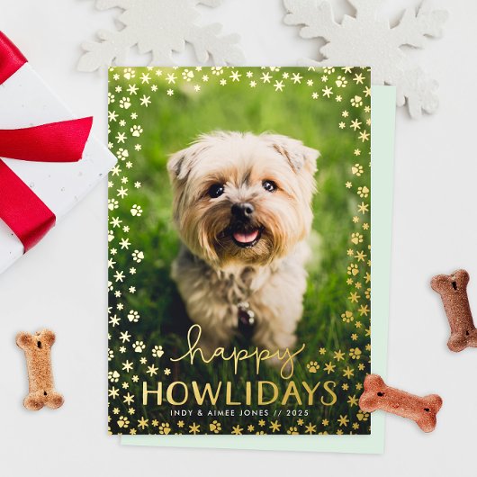 Happy Howlidays Pet Lover Gold Folie Feestdagenkaart