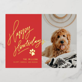 Happy Howlidays Pet met kerstfoto Folie Feestdagen Briefkaart