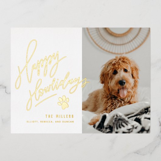 Happy Howlidays Pet met kerstfoto Folie Feestdagen Briefkaart (Voorkant)