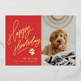 Happy Howlidays Pet met kerstfoto Folie Feestdagenkaart