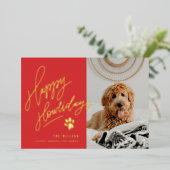 Happy Howlidays Pet met kerstfoto Folie Feestdagenkaart (Staand Voorkant)