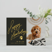 Happy Howlidays Pet met kerstfoto Folie Feestdagenkaart (Staand Voorkant)
