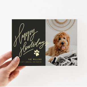 Happy Howlidays Pet met kerstfoto Folie Feestdagenkaart