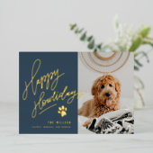Happy Howlidays Pet met kerstfoto Folie Feestdagenkaart (Staand Voorkant)