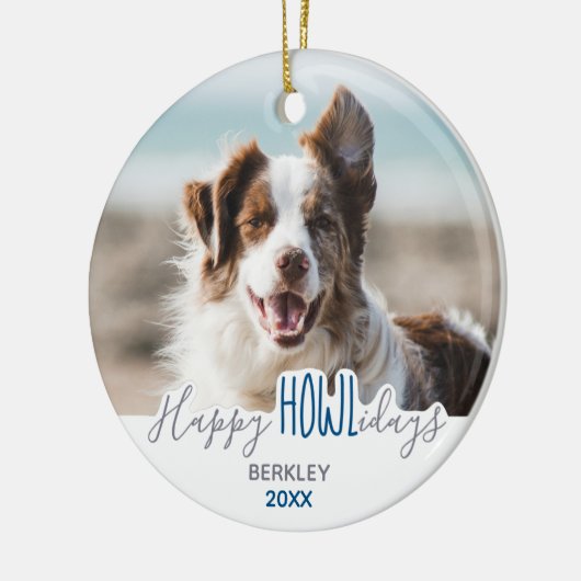 Happy HOWLidays Pet Photo Kinder Puppy Dog Kerstmi Keramisch Ornament (Links)