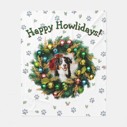 Happy Howlidays Photo Card Fleece Deken (Voorkant)