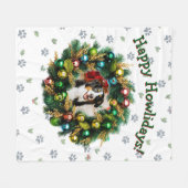 Happy Howlidays Photo Card Fleece Deken (Voorkant (Horizontaal))