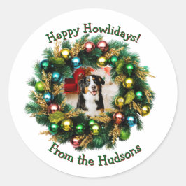Happy Howlidays Photo Card Ronde Sticker