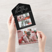 Happy Howlidays Photo Collage Dog kerstkaart All In One Uitnodiging (Afscheurbaar)