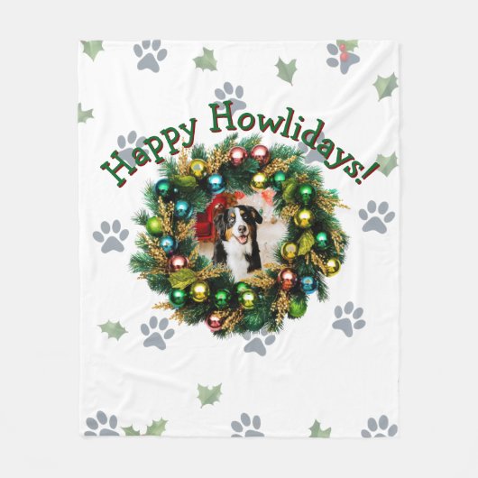 Happy Howlidays Photo Image Fleece Deken (Voorkant)