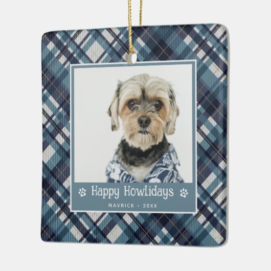 Happy Howlidays Plaid Dod Foto Kerstmis Keramisch Ornament (Links)