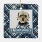 Happy Howlidays Plaid Dod Foto Kerstmis Keramisch Ornament (Achterkant)