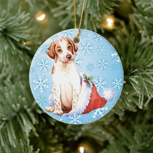 Happy Howlidays Pointer Ceramic Ornament (Boom)