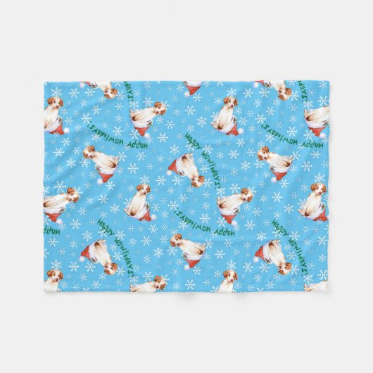 Happy Howlidays Pointer Fleece Blanket (Voorkant (Horizontaal))