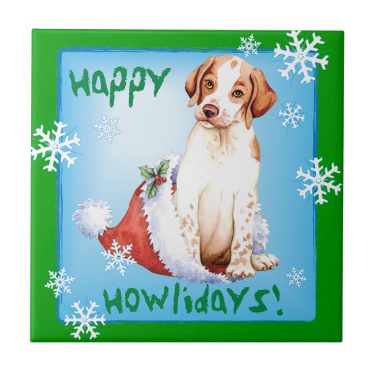 Happy Howlidays Pointer Tile Tegeltje (Voorkant)