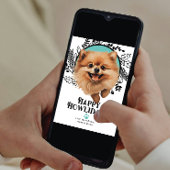 Happy Howlidays Pomeranian Dog Kerstmis Feestdagenkaart