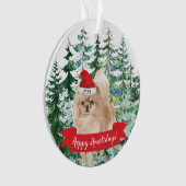 Happy Howlidays Pomeranian Dog Kerstmis Ornament (voorkant)