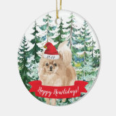 Happy Howlidays Pomeranian Dog Kerstversiering Keramisch Ornament (Links)