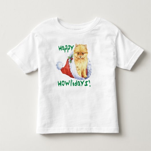 Happy Howlidays Pomeranian T-Shirt (Voorkant)