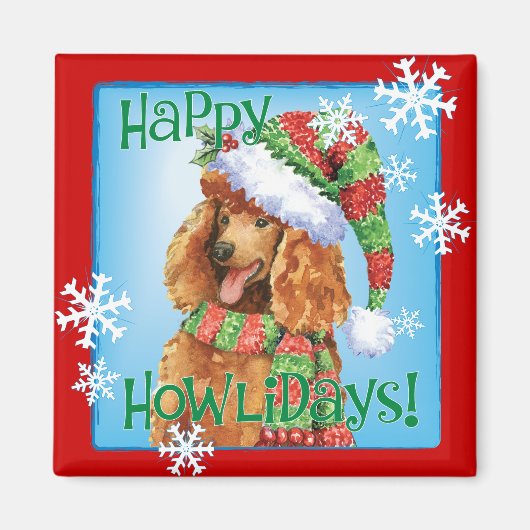 Happy Howlidays Poodle Magneet (Voorkant)