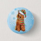 Happy Howlidays Poodle Ronde Button 3,2 Cm (Voorkant)