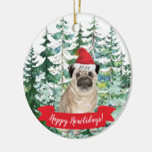 Happy Howlidays Pug Dog kerstversiering Keramisch Ornament (Links)