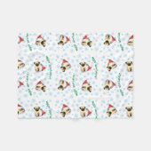 Happy Howlidays Pug Fleece Blanket (Voorkant (Horizontaal))