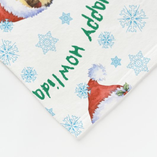 Happy Howlidays Pug Fleece Blanket (Hoek)