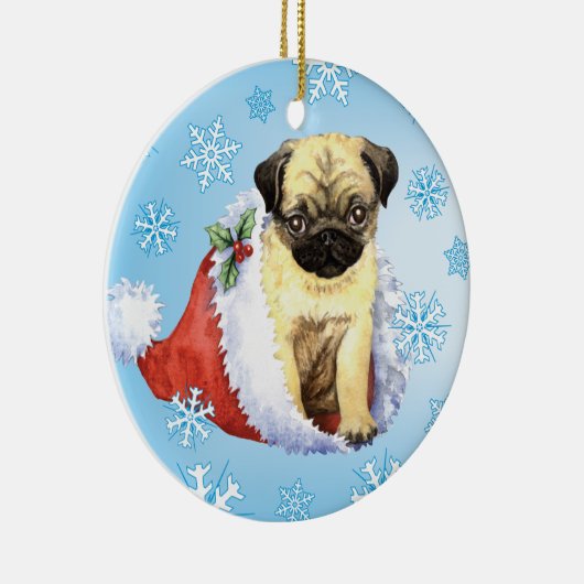Happy Howlidays Pug Keramisch Ornament (Rechts)