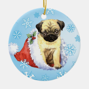 Happy Howlidays Pug Keramisch Ornament