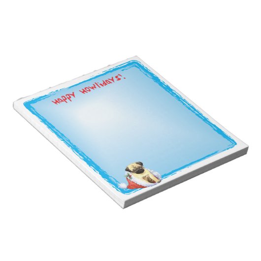 Happy Howlidays Pug Notitieblok (Schuin)