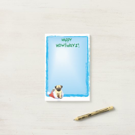 Happy Howlidays Pug Post-it® Notes (Op bureau)