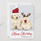 Happy Howlidays Puppy Dog Vakantie Foto Kerstmis Feestdagenkaart (Voorkant)