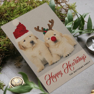 Happy Howlidays Puppy Dog Vakantie Foto Kerstmis Feestdagenkaart