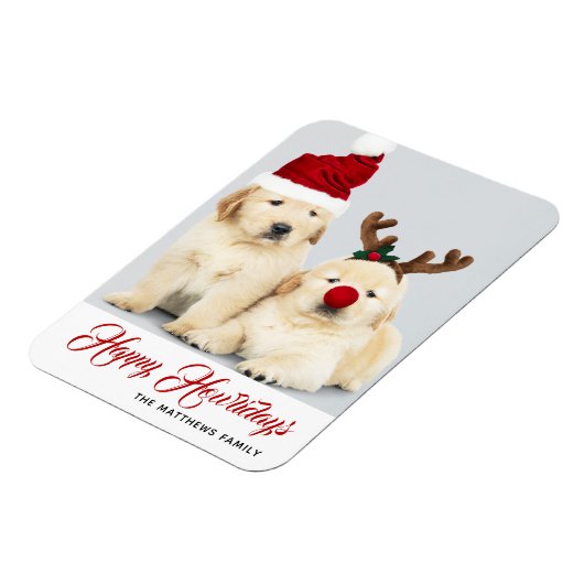 Happy Howlidays Puppy Dog Vakantie Foto Kerstmis Magneet (Linkerzijde)