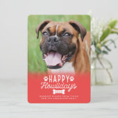 Happy Howlidays Red Kersthond-fotokaart Feestdagenkaart (Staand voorkant)