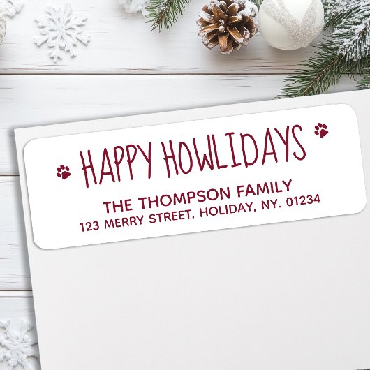 Happy Howlidays Red Pet Hondenliefhebber Moderne C Etiket