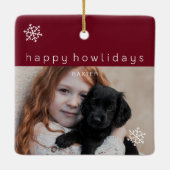 Happy Howlidays Red Photo Dog Keramisch Ornament (Achterkant)