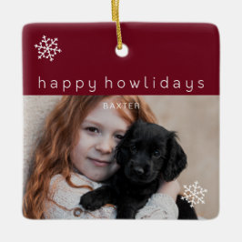 Happy Howlidays Red Photo Dog Keramisch Ornament