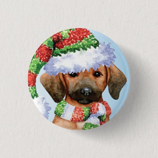 Happy Howlidays Redbone Ronde Button 3,2 Cm (Voorkant)